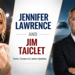 Jennifer Lawrence and Jim Taiclet featured image showing Hollywood actress and business executive in an editorial-style split composition