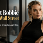 Margot Robbie Wolf of Wall Street role as Naomi Lapaglia in a luxury New York apartment setting with a cinematic editorial style.