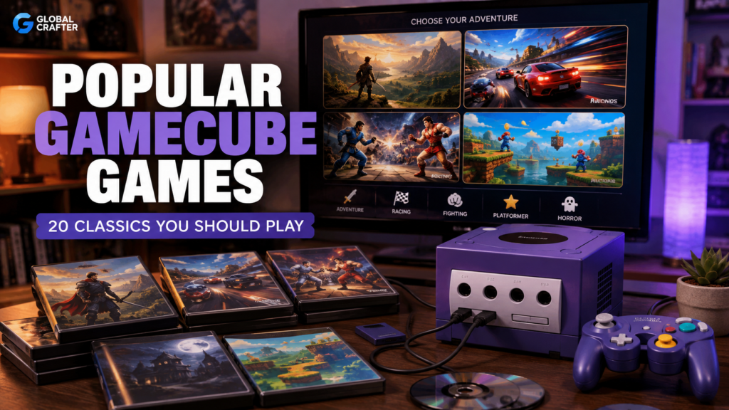 Popular GameCube games featured on a modern retro gaming setup