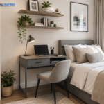 small pewter desk for bedroom 2ft wide